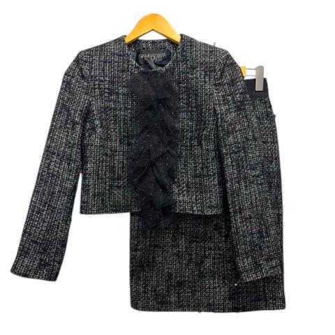 【中古】未使用品 ジャンバティスタヴァリ GIAMBATTiSTA VALLi スーツ ジャケット スカート ウール混 ツイード ひざ丈 XXS 黒 レディース