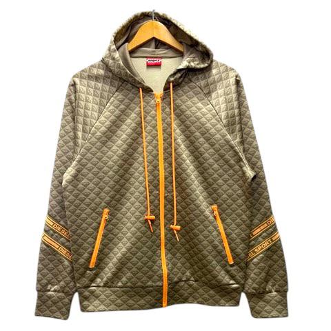 【中古】ディーゼル DIESEL セットアップ ジャージ フード ジップアップ ロゴ 総柄 長袖 XS グレー ベージュ オレンジ メンズ_1