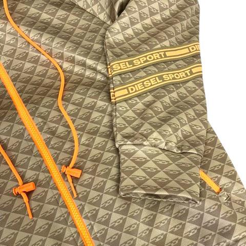 【中古】ディーゼル DIESEL セットアップ ジャージ フード ジップアップ ロゴ 総柄 長袖 XS グレー ベージュ オレンジ メンズ_6