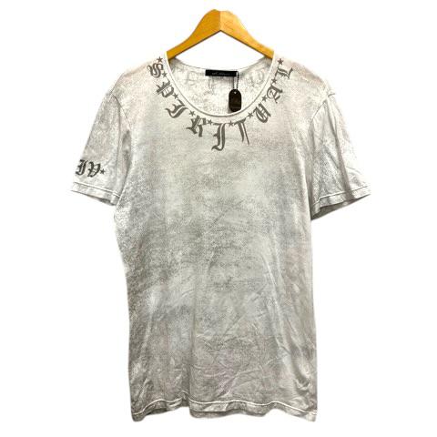 【中古】フォーティーンス アディクション14th Addiction Tシャツ クルーネック コットン プリント 総柄 半袖 2 グレー メンズ
