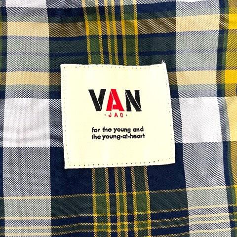【中古】未使用品 ヴァン ヂャケット VAN JAC BC-324021 シャツジャケット ブレザー コットン チェック柄 長袖 L 緑 グリーン メンズ_2
