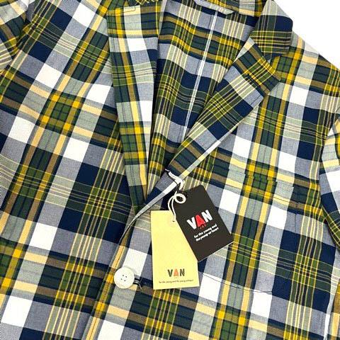 【中古】未使用品 ヴァン ヂャケット VAN JAC BC-324021 シャツジャケット ブレザー コットン チェック柄 長袖 L 緑 グリーン メンズ_5