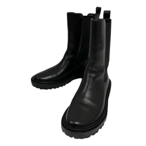 【中古】トリーバーチ TORY BURCH サイドゴアブーツ ベントンブーツ ロゴ ミドル丈 7 黒 ブラック レディース