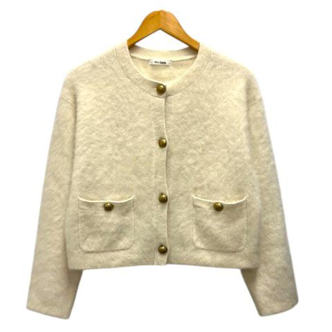 【中古】ウィムガゼット Whim Gazette WGZ1032205A0011 ニットカーディガン クルーネック カシミヤ混 金ボタン 長袖 F 白 レディース
