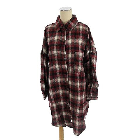 中古 未使用品 グレイル Grl Ac18 オーバーサイズ チェック シャツ ワンピース 長袖 レッド系 赤系 F レディースの通販はau Pay マーケット ブランド古着のベクトル