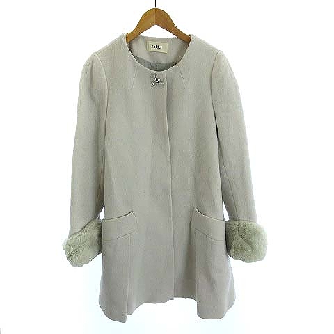 中古 スナイデル Snidel ビジュー ファー付き ノーカラー コート ラビットファー ライトブルー 水色 1 Ibs56の通販はau Pay マーケット ブランド古着のベクトル