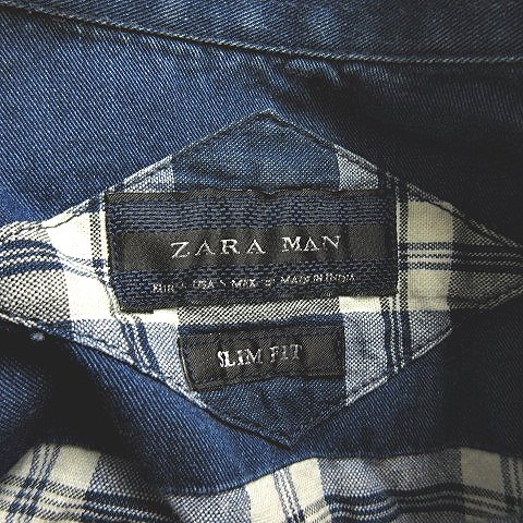 中古 ザラマン Zara Man Slim Fit スリムフィット チェック ワーク シャツ コットン 長袖 ブルー 青 022 の通販はau Pay マーケット ブランド古着のベクトル