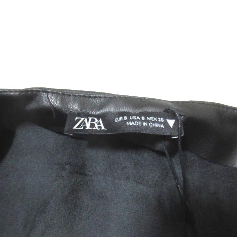 中古】未使用品 ザラ ZARA ワンピース ロング フェイクレザー 切替