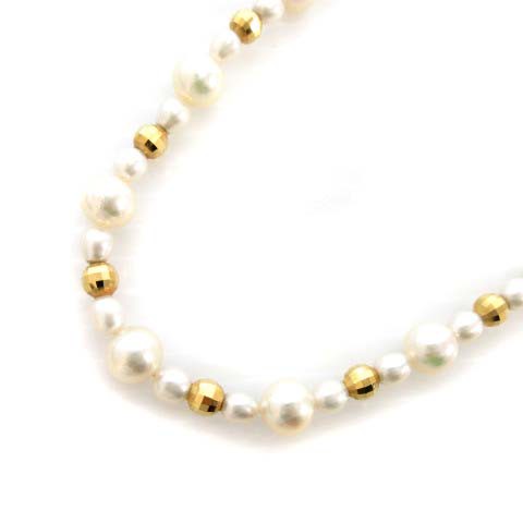 中古】美品 真珠 パール ネックレス 18K刻印 総重量32.5g 一連