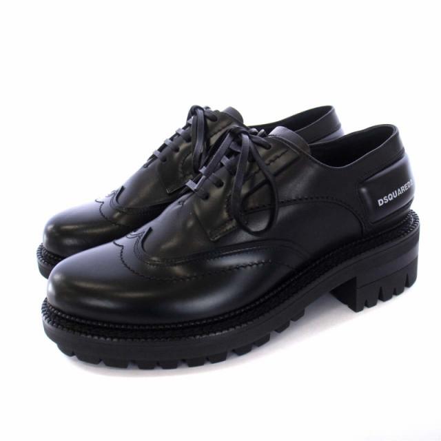 【中古】ディースクエアード レザー ダービーシューズ レースアップ ウイングチップ 39 26.0cm 黒 ブラック S82LU0074の通販は 14,664円