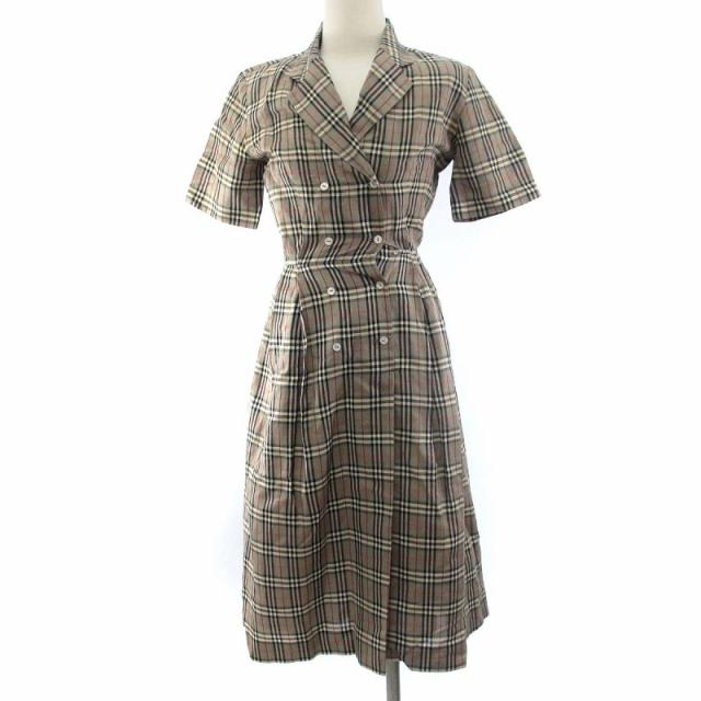 【中古】バーバリーズ ヴィンテージ ノバチェック ワンピース 半袖 ロング ダブル リネン グレージュ系 7AB2 S相当 の通販は 14,196円