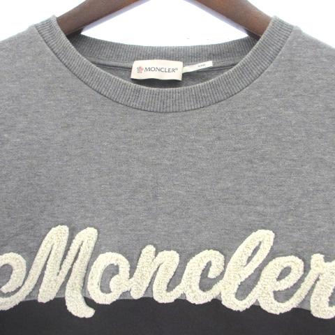 モンクレール MONCLER COMPLETO MAGLIA スウェット トレーナー 長袖 裏毛 ロゴ刺繍 バイカラー グレー キッズ レディース 中古】モンクレール MONCLER COMPLETO MAGLIA スウェット