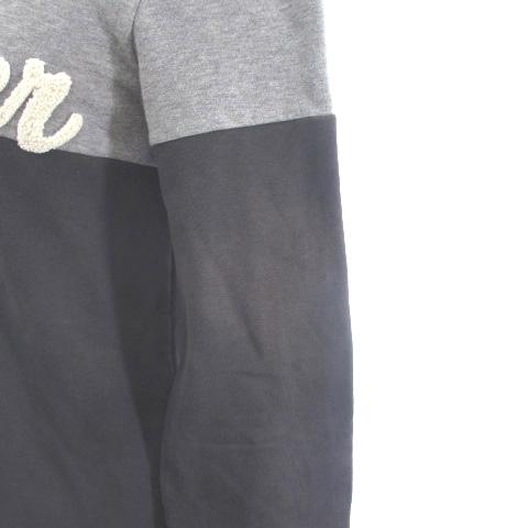 モンクレール MONCLER COMPLETO MAGLIA スウェット トレーナー 長袖 裏毛 ロゴ刺繍 バイカラー グレー キッズ レディース 中古】モンクレール MONCLER COMPLETO MAGLIA スウェット