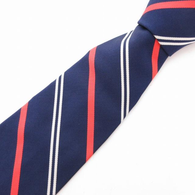 【中古】未使用品 ジェイプレス J.PRESS タグ付き レギュラーネクタイ 絹 シルク レジメンタルストライプ 紺の通販は 5,452円