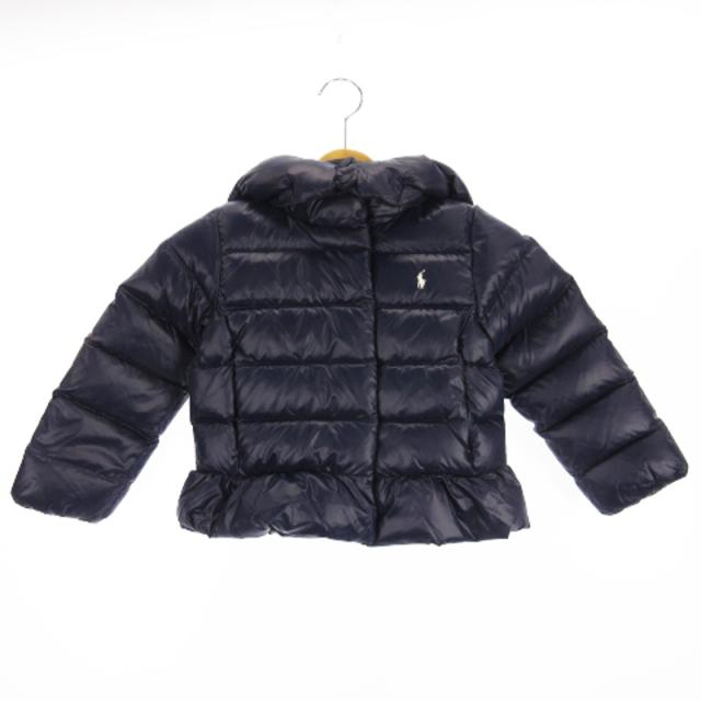 【中古】ポロ ラルフローレン ダウン フーデッド ペプラム ジャケット ロゴ 刺? 女の子 紺 ネイビー 110 4 キッズの通販は 12,768円