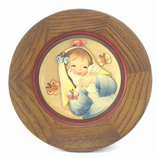 other - ANRI ホアン フェランディス 1975年 マザーズデイ 木彫りプレート 茶 中古】ヴィンテージ ANRI ホアン フェランディス 1975年
