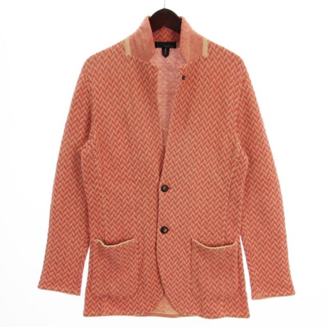 【中古】ラルディーニ テーラード ジャケット ニット ヘリンボーン柄 イタリア製 コットン リネン レッド系 XXS