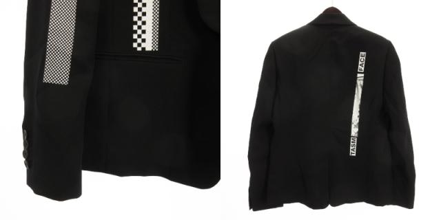 【中古】ファセッタズム 良品 セットアップスーツ ジャケット シングル 総裏 パンツ プリント ウール 黒 3 5