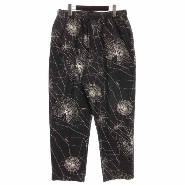 【中古】ラファイエット Lafayette LFYT スパイダーウェブ イージー パンツ 総柄 コットン 黒 ブラック XL メンズ