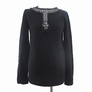 【中古】シャネル CHANEL ニット セーター 長袖 ビジュー カシミヤ 07A P31501K00502 38 M 黒 ブラック レディース