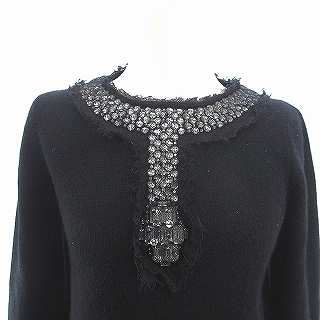 【中古】シャネル CHANEL ニット セーター 長袖 ビジュー カシミヤ 07A P31501K00502 38 M 黒 ブラック レディース_2