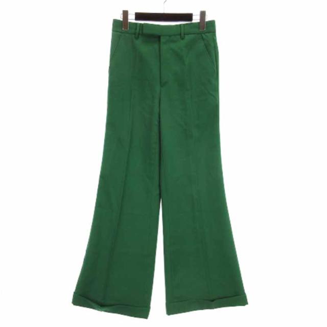 【中古】グッチ GUCCI 近年モデル フレア ブーツカット パンツ スラックス イタリア製 ウール 570604 緑 36 ■ECT