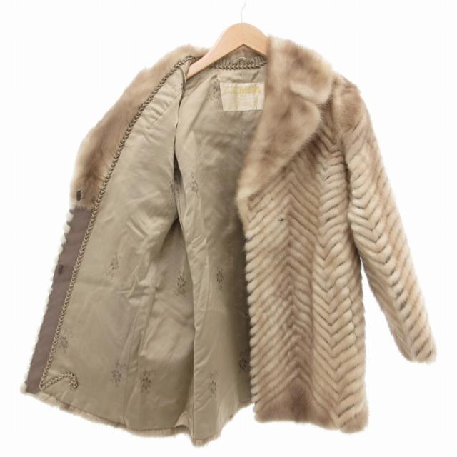 ■エンバ/EMBA フォックスファーコート/ジャケット■茶LADIESミンク/102 エンバ EMBA 毛皮コート ミドル シェアードミンクファー ストライプ 総