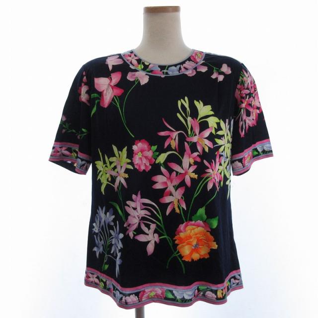 ＊LEONARD＊フラワープリント シルク 長袖トップス LEONARD - 大きいサイズ レオナール ブラウス 長袖トップス