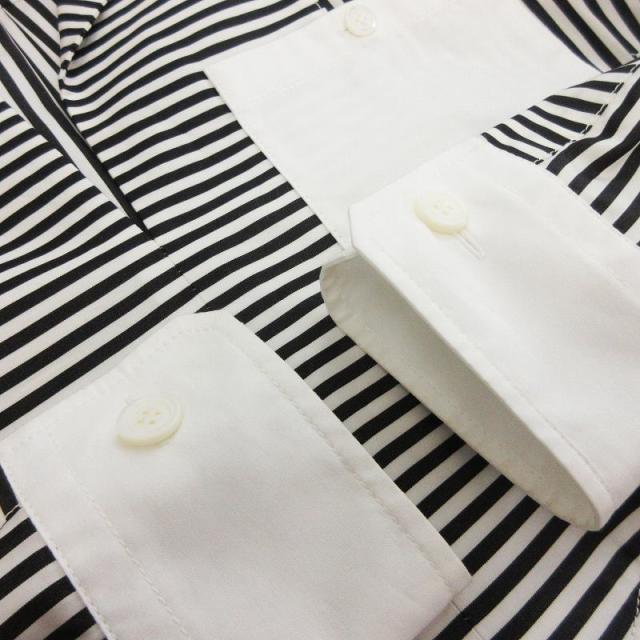 【中古】バーバリー 切替 ストライプ スキッパー シャツ ブラウス 長袖 ホワイト ブラック 34 レディース 中古】バーバリー 切替 ストライプ スキッパー シャツ ブラウス 長袖