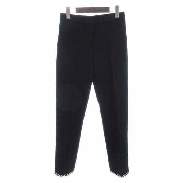 【中古】バーバリー BURBERRY テーパード パンツ 裾リング ウール 黒 ブラック 34 ■ECT レディース