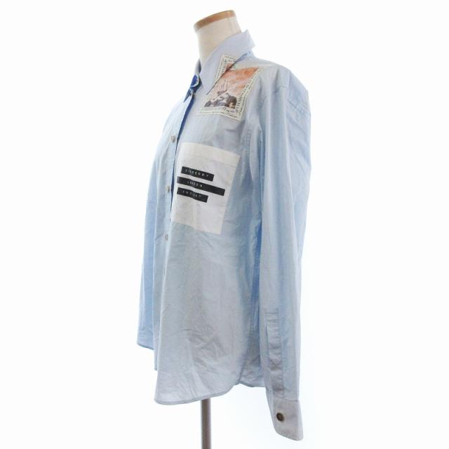 【中古】バーバリー BURBERRY コットン シャツ ブラウス 長袖 プリント ロゴ ブルー 34 ■ECT レディース 中古】バーバリー BURBERRY コットン シャツ ブラウス 長袖 プリント