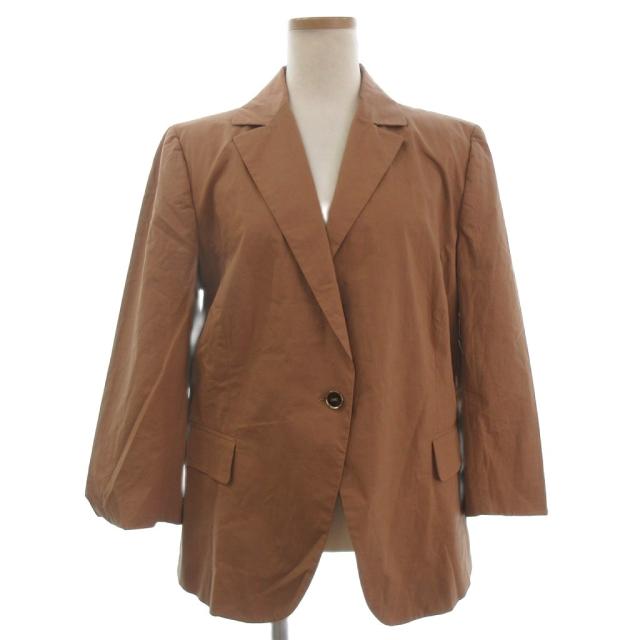 【中古】サルヴァトーレフェラガモ テーラードジャケット ブレザー 1B 背抜き ブラウン系 48 XL位 レディース