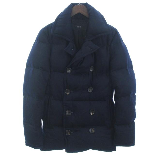 【中古】エーケーエム AKM Pコート ダウンジャケット ウール B001 紺 ネイビー M ■ECT メンズ