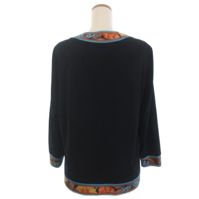 中古】レオナール LEONARD トリム ジャケット カーディガン 花柄 黒