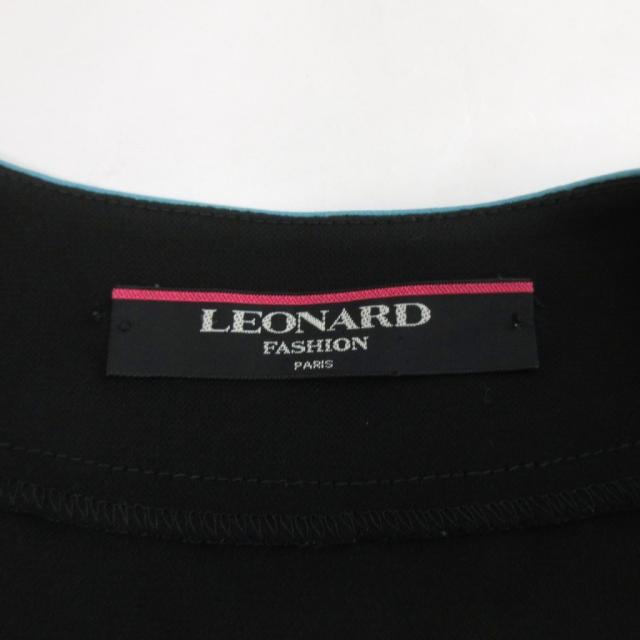 中古】レオナール LEONARD トリム ジャケット カーディガン 花柄 黒