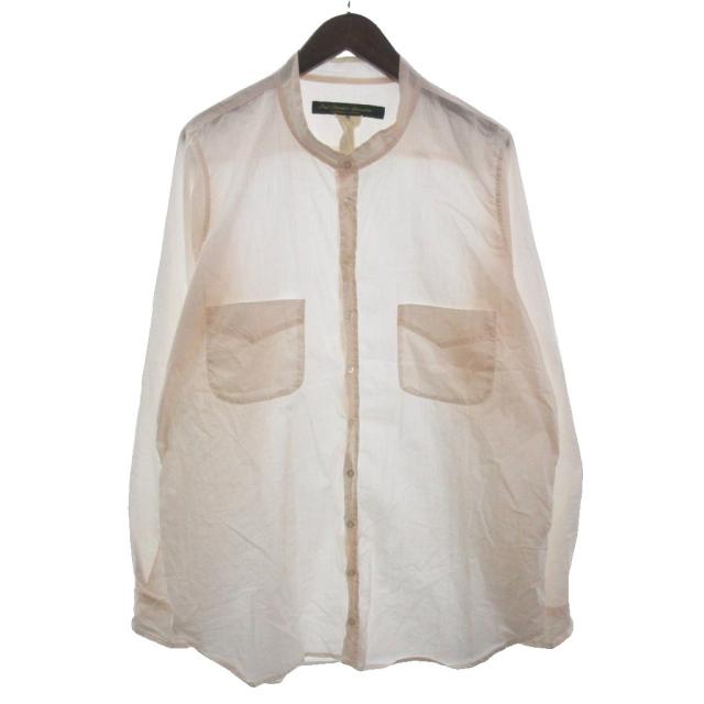 【中古】ポールハーデン Paul Harnden バンドカラー シャツ 長袖 コットン 薄ピンク XXL 大きいサイズ メンズ