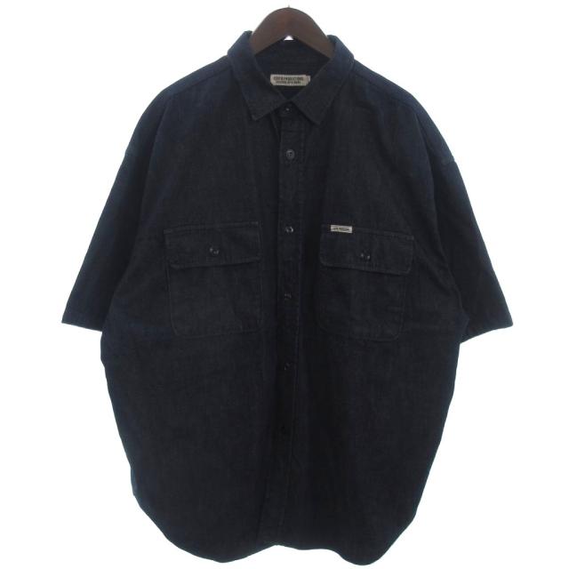 【中古】クーティー Error Fit Denim Work S/S Shirt デニム ワークシャツ ワイドシルエット 半袖 ネイビー L メンズ