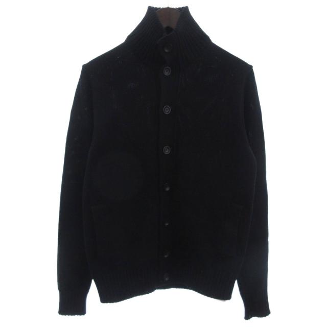 【中古】ザノーネ ZANONE ハイネック ニット カーディガン ウール 黒 ブラック 46 メンズ