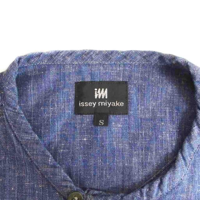 【中古】イッセイミヤケ ISSEY MIYAKE シャツ 半袖 ノーカラー ポケット コットン インディゴ S ■ECT メンズ_4