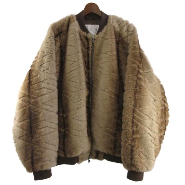 【中古】タイトブース TIGHTBOOTH TBPR 美品 25AW T QUILT FUR MA-1 ファージャケット ブルゾン 中綿 茶 ブラウン XL