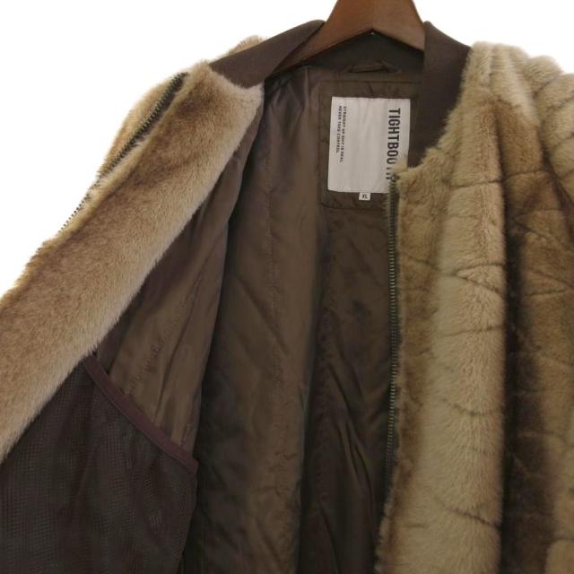 【中古】タイトブース TIGHTBOOTH TBPR 美品 25AW T QUILT FUR MA-1 ファージャケット ブルゾン 中綿 茶 ブラウン XL_4