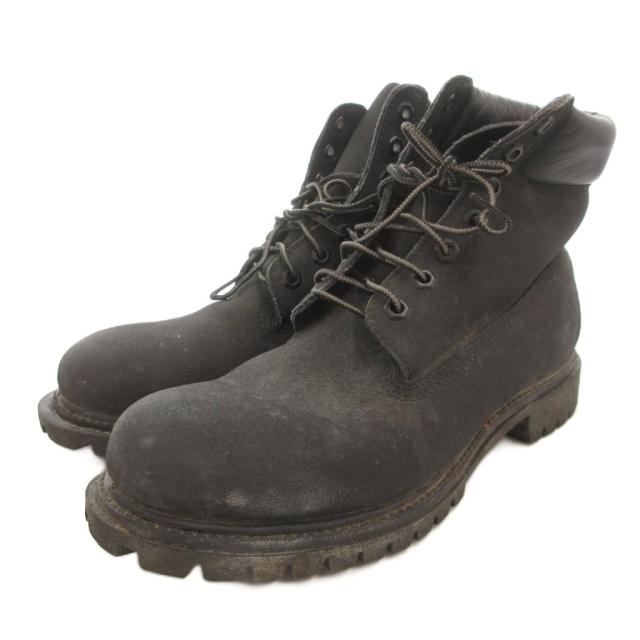 【中古】ティンバーランド Timberland ショートブーツ レースアップ レザー ロゴ 9.5 黒 ブラック