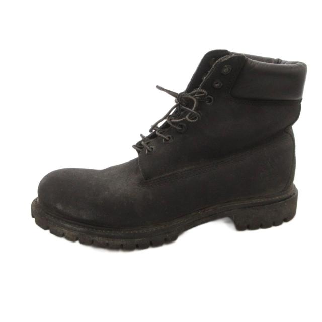 【中古】ティンバーランド Timberland ショートブーツ レースアップ レザー ロゴ 9.5 黒 ブラック