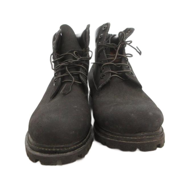 【中古】ティンバーランド Timberland ショートブーツ レースアップ レザー ロゴ 9.5 黒 ブラック