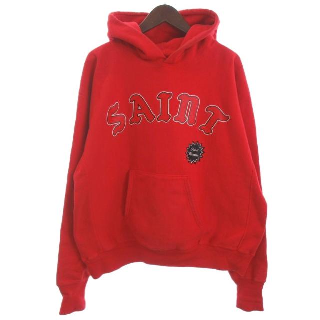 【中古】セントマイケル 24SS ARCH SAINT フロントロゴ プルオーバー パーカー SM-YS8-0000-038 レッド M メンズ