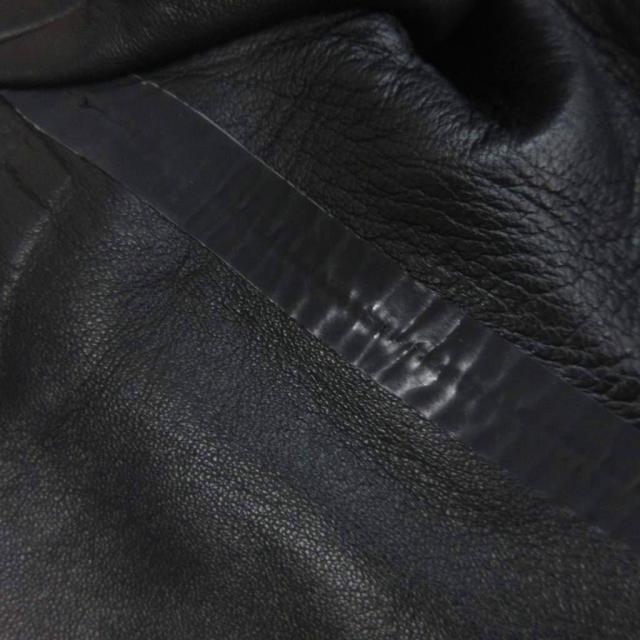 中古】フェンディ FENDI レザー ライダースジャケット 格子柄 黒