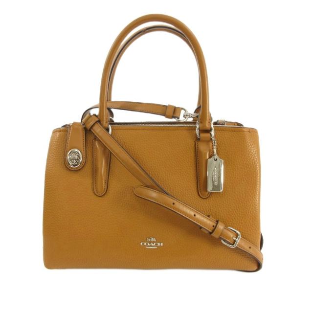 【中古】コーチ COACH キャリーオール ブルックリン ハンドバッグ ショルダー 2Way 金属プレート 56839 茶 ブラウン レディース