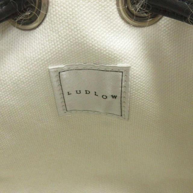 【中古】ラドロー LUDLOW ラムファー 巾着 ショルダー ハンドバッグ ライトベージュ ブラック ■TC レディース_6