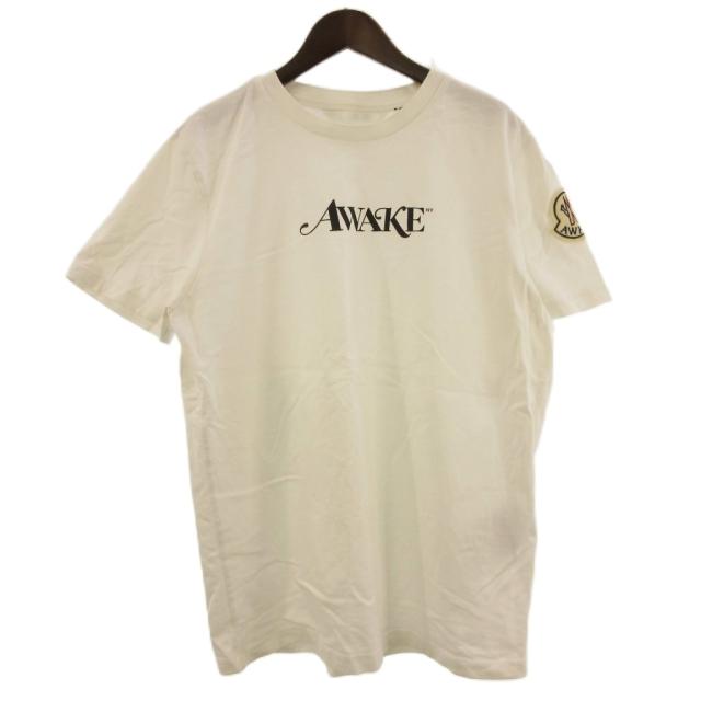 【中古】モンクレール MONCLER AWAKE MAGLIA T-SHIRT Tシャツ 半袖 クルーネック ロゴ コットン 白 ホワイト メンズ