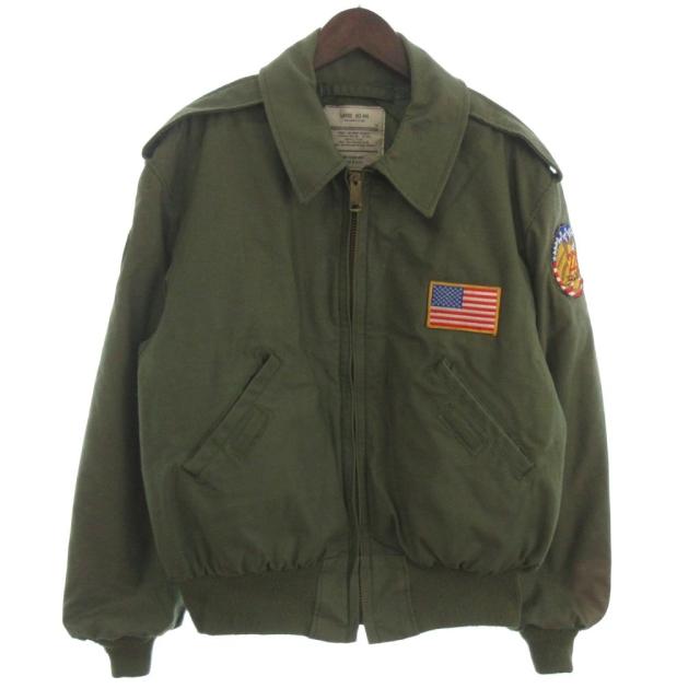 【中古】アルファ ALPHA AIR FORCE SECURITY フライトジャケット ブルゾン カーキ L メンズ